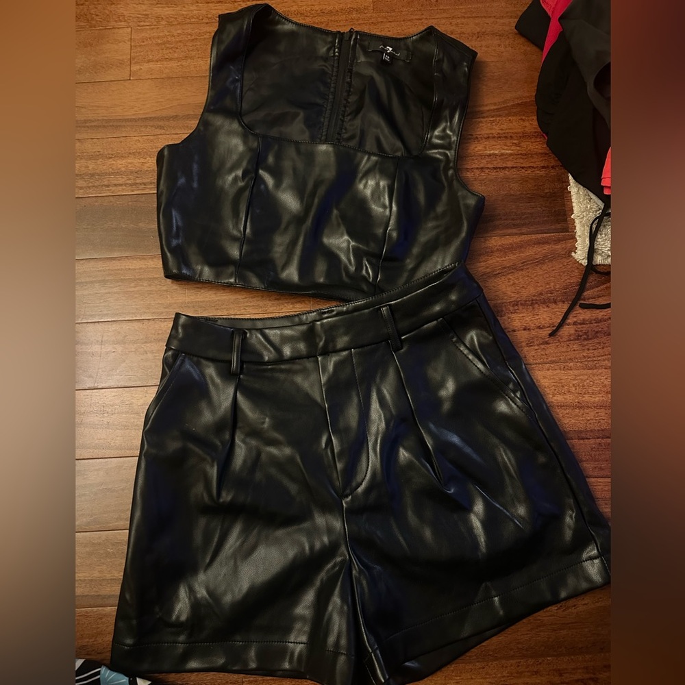 7 For All Mankind Black Leather Set
